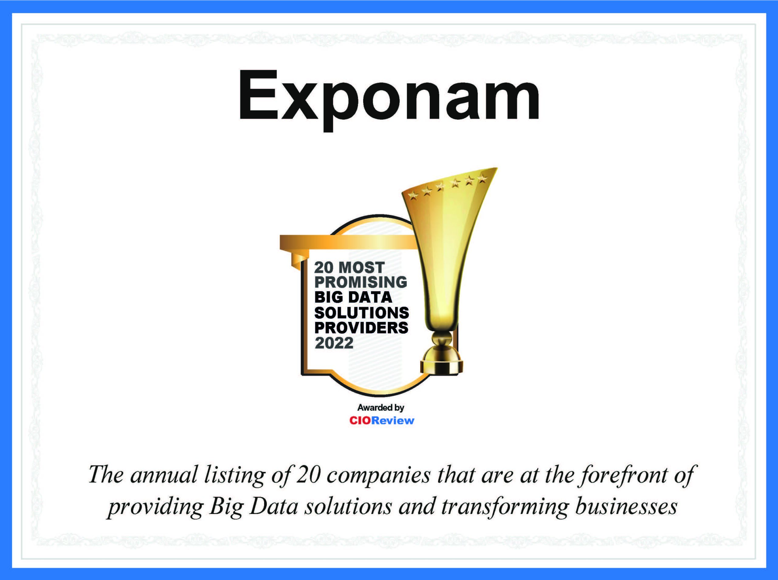 Exponam CIOReview Certificate